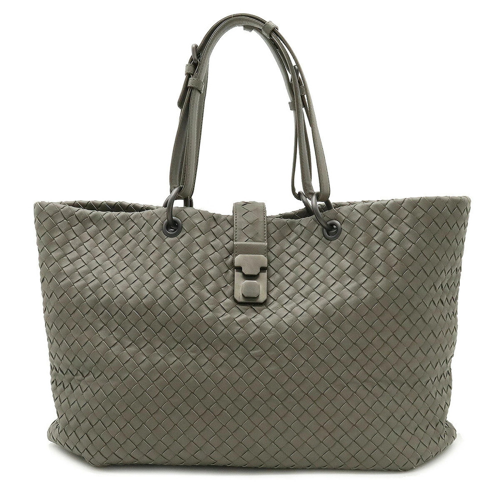 BOTTEGA VENETA Intrecciato Capri Tote Bag Shoulder Leather Gray